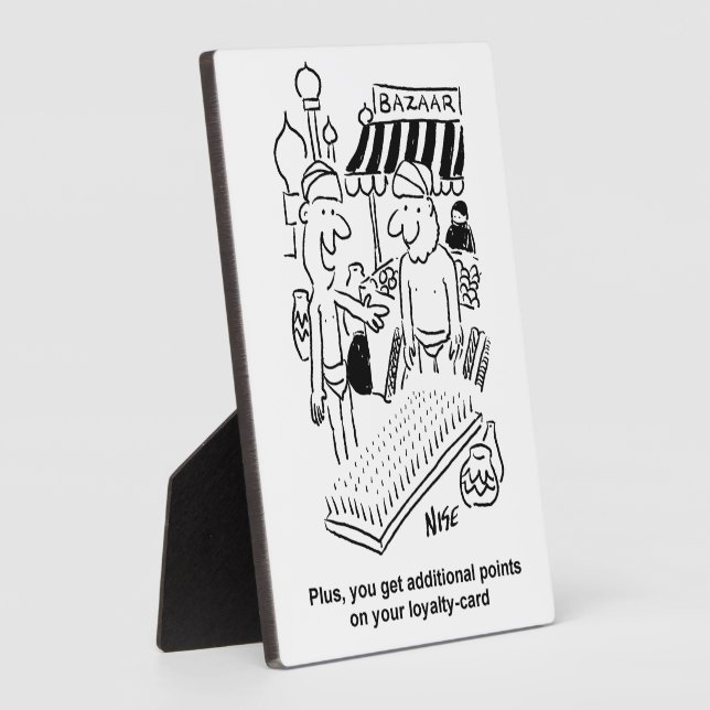 Bed of Nails at a Bazaar Cartoon Plaque (Side)