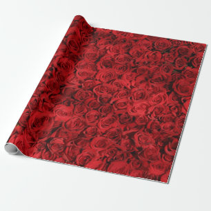 Bed of red roses wrapping paper