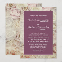 Bed of Roses & Amaranth Pink Wedding Invitations