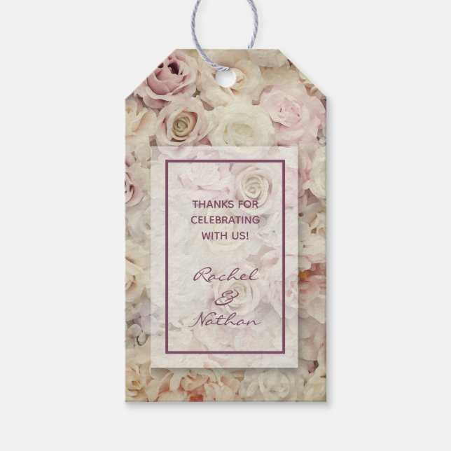 Bed of Roses Wedding Favours Gift Tag (Front)