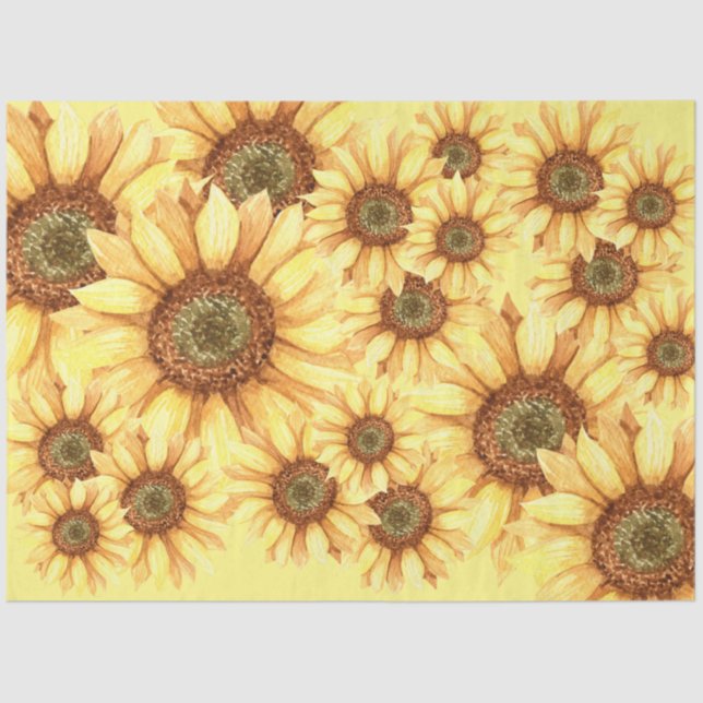 Bed of Sunflowers Decoupage Tissue Paper (Front)