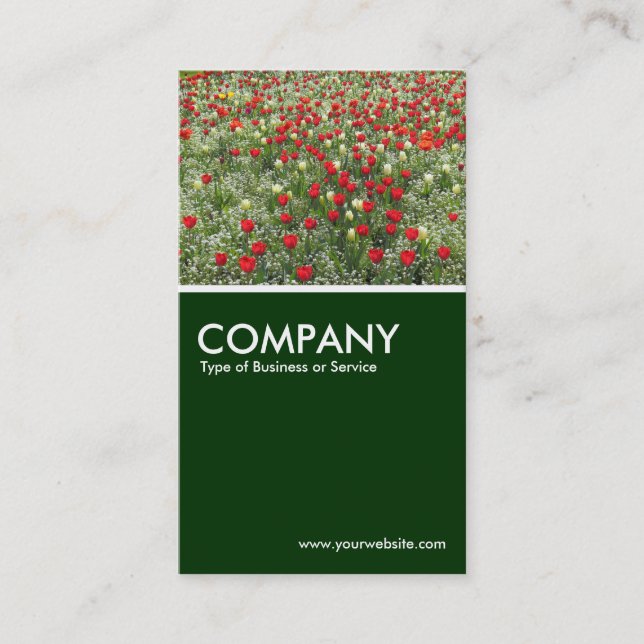 Bed of Tulips - Dark Green Business Card (Front)