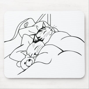 Bed Sleep Cat Dream Kitten Good Friends Mouse Pad