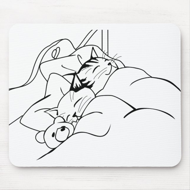 Bed Sleep Cat Dream Kitten Good Friends Mouse Pad (Front)