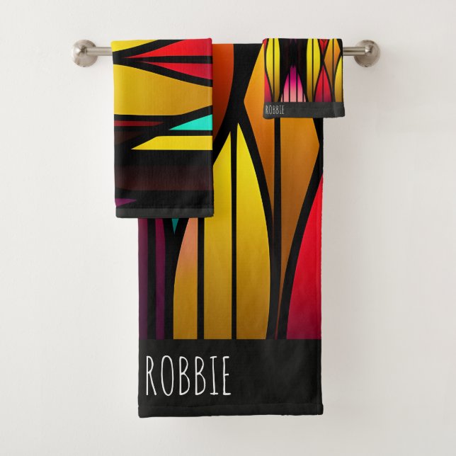 Bed Stained Glass cattails Mosaic Pattern Bath Towel Set (Insitu)