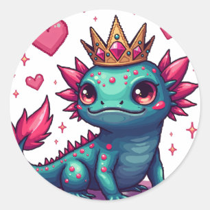 Bedazzled Axolotl Glitter Queen Pixel Art Sticker