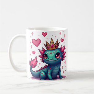 Bedazzled Axolotl Glitter Queen Pixel Art Sticker Coffee Mug