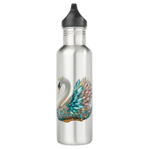 Bedazzled Diamond Swan Gold Crystal Bling 710 Ml Water Bottle