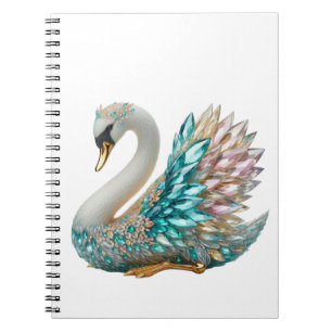 Bedazzled Diamond Swan Gold Crystal Bling Notebook