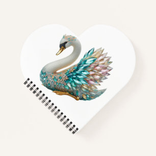 Bedazzled Diamond Swan Gold Crystal Bling Notebook