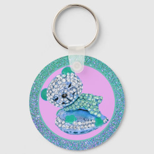 Bedazzled sleeping bear beauty keychain
