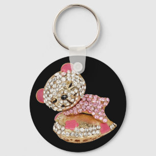 Bedazzled sleeping bear beauty keychain
