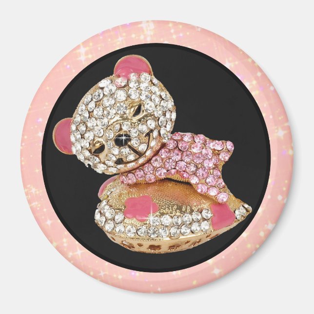 Bedazzled sleeping bear beauty magnet (Front)