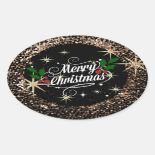 Bedazzling Christma greetings, sparkle and shine Oval Sticker