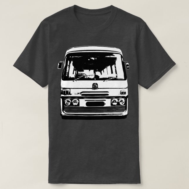 Bedford 1970s British classic coach monoblock blac T-Shirt (Design Front)