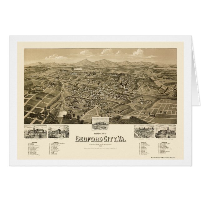 Bedford City, VA Panoramic Map - 1891 (Front Horizontal)