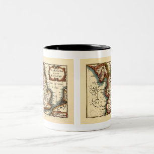 Bedfordshire County England Antique John Speed Map Two-Tone Coffee Mug
