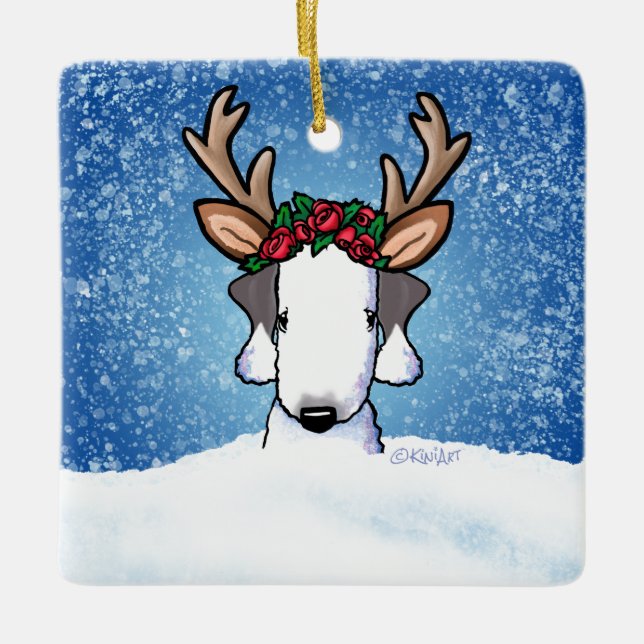 Bedlington Reindeer Ceramic Ornament (Front)