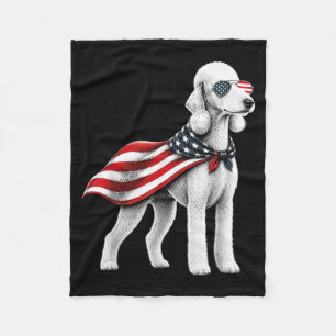 Bedlington Terrier 4th Of July Aamerican Flag Fleece Blanket