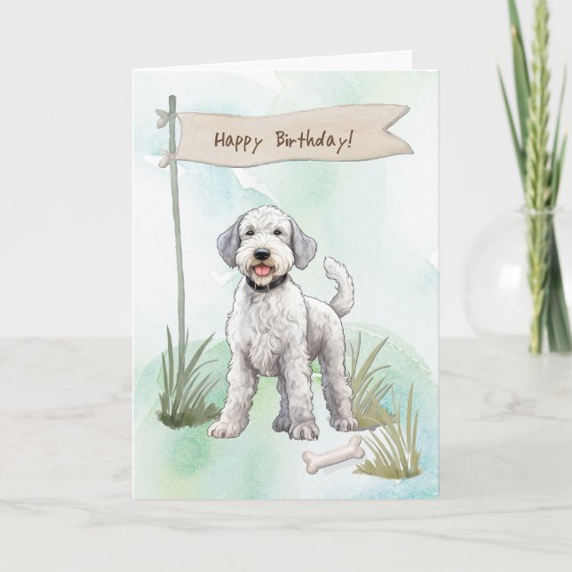 Bedlington Terrier Breed Dog Under Birthday Sign Card (Front)