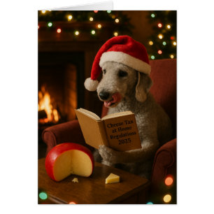 Bedlington Terrier 'Cheese Tax' Christmas card