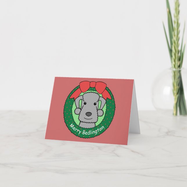 Bedlington Terrier Christmas Holiday Card (Front)