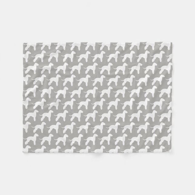 Bedlington Terrier Dog Breed Silhouettes Pattern Fleece Blanket (Front (Horizontal))