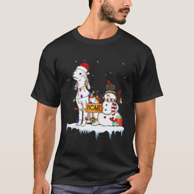 Bedlington Terrier Dog Christmas Snowman Xmas Ligh T-Shirt (Front)