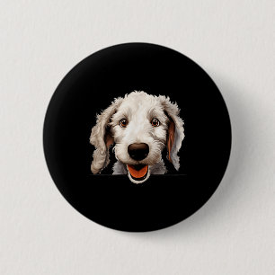 Bedlington Terrier Dog Mum Dad Peeking Puppy 6 Cm Round Badge