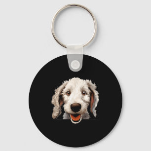 Bedlington Terrier Dog Mum Dad Peeking Puppy Key Ring