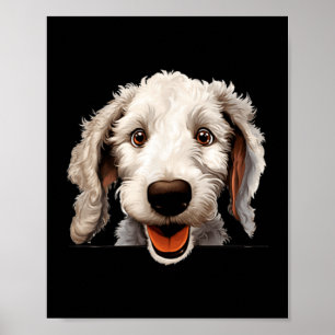 Bedlington Terrier Dog Mum Dad Peeking Puppy Poster