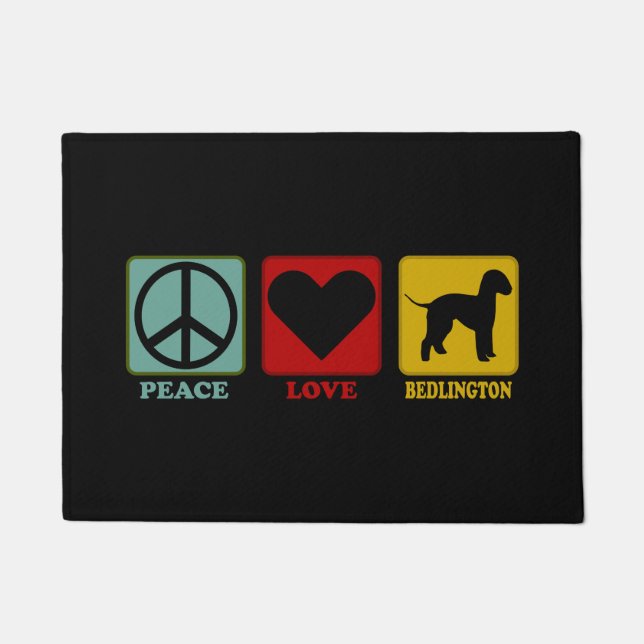 Bedlington Terrier Dog Peace Love Gift for Owner Doormat (Front)
