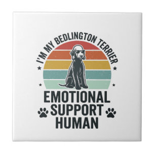 Bedlington Terrier Emotional Support Human Vintage Ceramic Tile