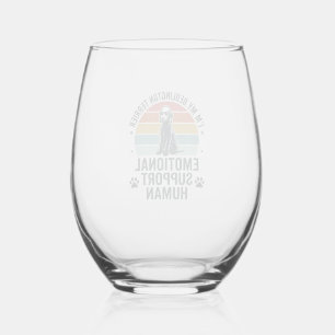 Bedlington Terrier Emotional Support Human Vintage Stemless Wine Glass