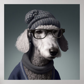 Bedlington Terrier Hipster Dog Poster