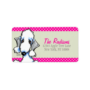 Bedlington Terrier Hot Pink Dots Label