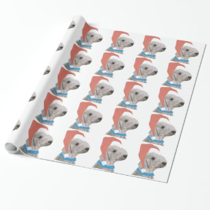Bedlington Terrier in Santa Hat Wrapping Paper