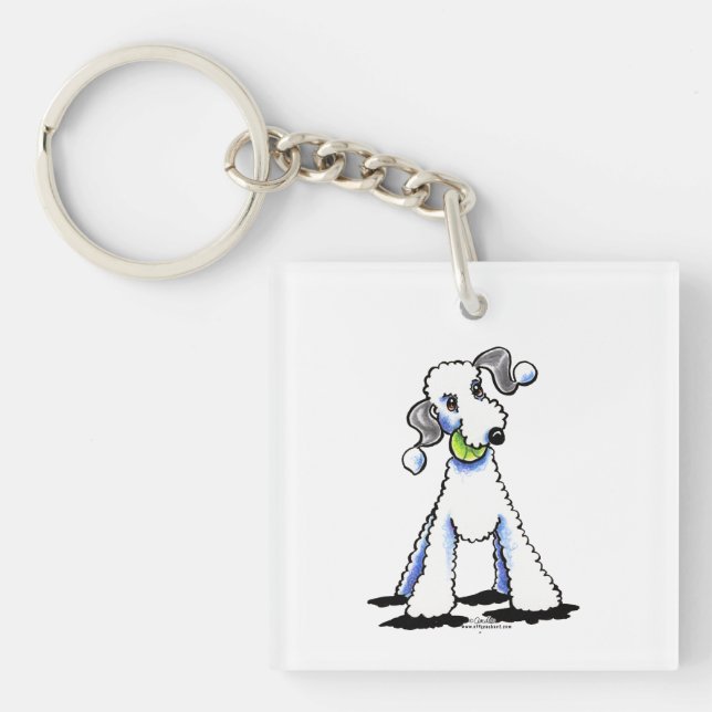 Bedlington Terrier Let's Play Key Ring (Front)