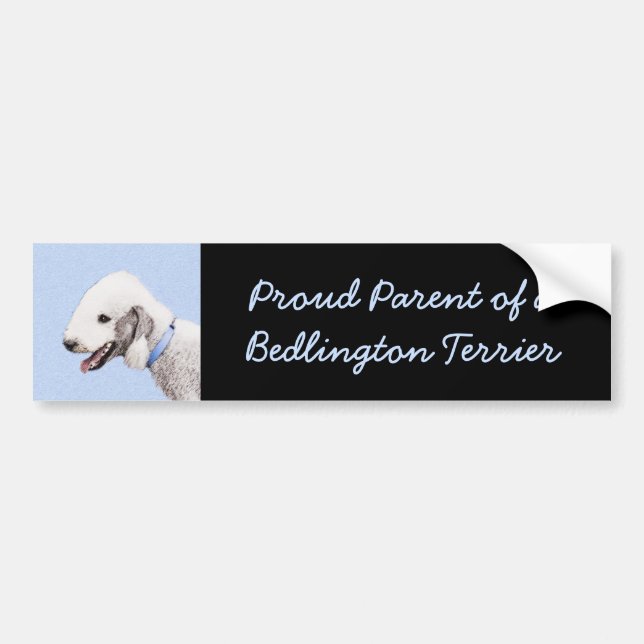 Bedlington Terrier Painting - Original Dog Art Bumper Sticker (Front)