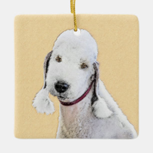 Bedlington Terrier Painting - Original Dog Art Ceramic Ornament
