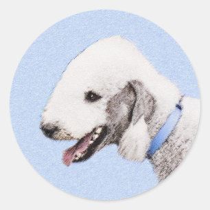 Bedlington Terrier Painting - Original Dog Art Classic Round Sticker