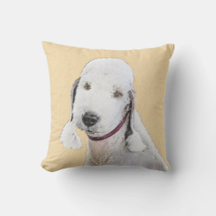 Bedlington Terrier Painting - Original Dog Art Cushion