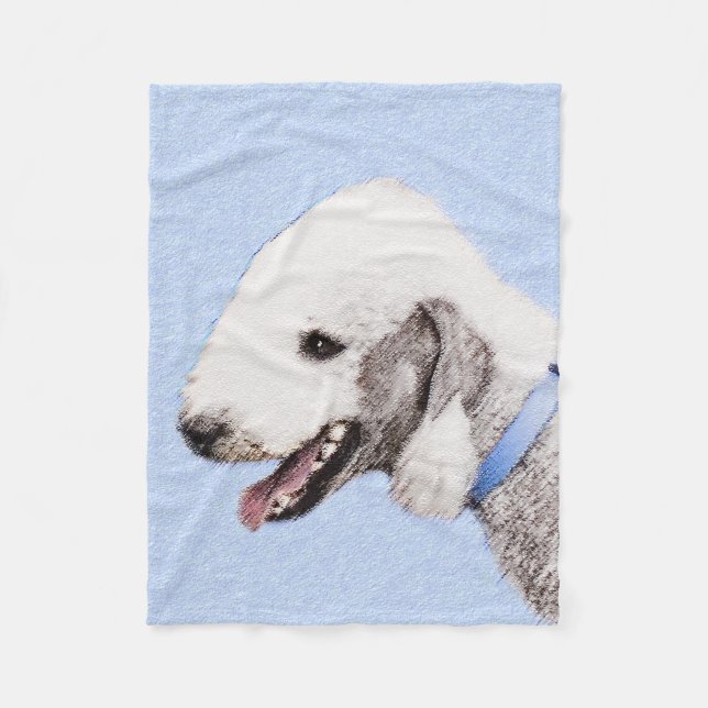 Bedlington Terrier Painting - Original Dog Art Fleece Blanket (Front)