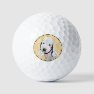 Bedlington Terrier Painting - Original Dog Art Golf Balls