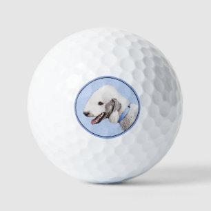 Bedlington Terrier Painting - Original Dog Art Golf Balls