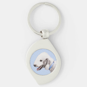 Bedlington Terrier Painting - Original Dog Art Key Ring