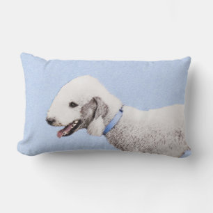 Bedlington Terrier Painting - Original Dog Art Lumbar Cushion