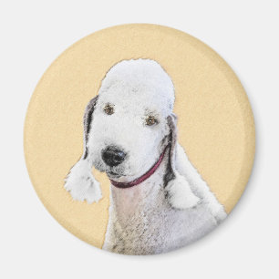 Bedlington Terrier Painting - Original Dog Art Magnet