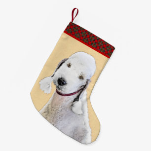 Bedlington Terrier Painting - Original Dog Art Small Christmas Stocking