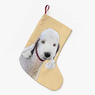 Bedlington Terrier Painting - Original Dog Art Small Christmas Stocking